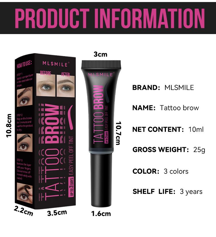 MLSMILE Tear Off Eyebrow Glue, Long Lasting, No Smudge, Waterproof, Sweat Proof, Easy To Color, Three Color Eyebrow Dyeing Glue_voghion.com