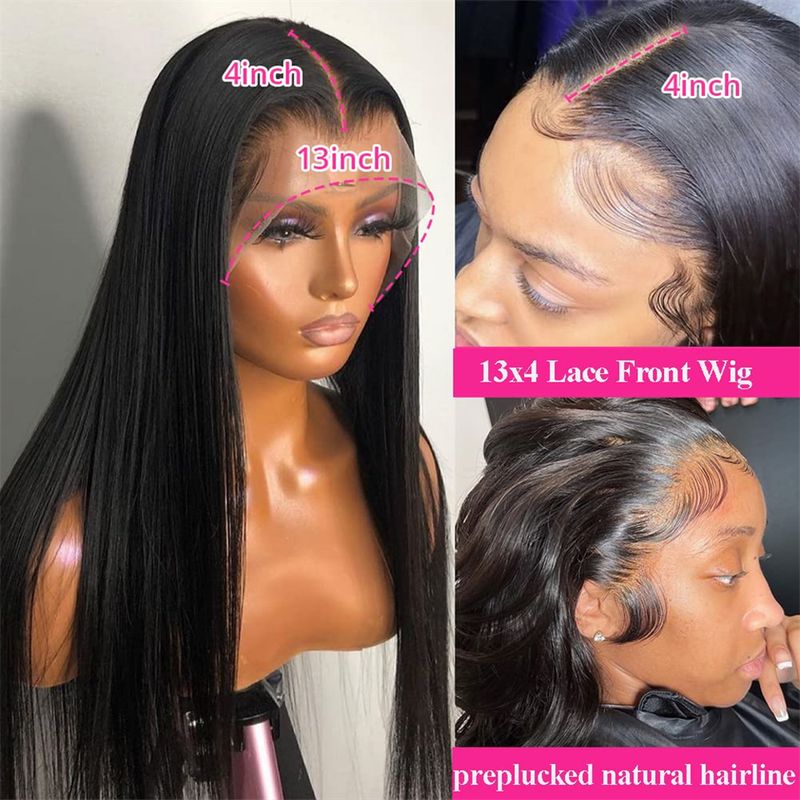 vendita calda 30 pollici 13x4 parrucche anteriori trasparenti brasiliane diritte Glueless 360 parrucca frontale in pizzo capelli umani per le donne nere_voghion.com