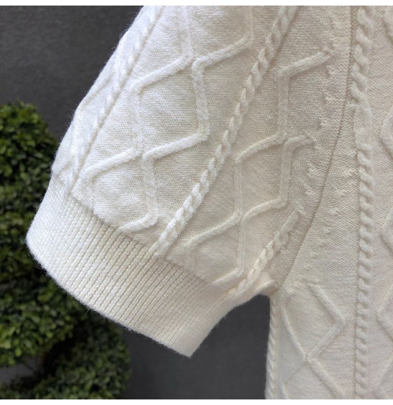 Herrenbekleidung Hübscher Kurzarmpullover Trendy Brand Casual Halbarm-Strickpullover Frühlings- und Sommer-Unterhemd_voghion.com