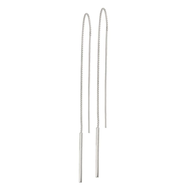 Sterling Silver Polished Bar Threader Earrings_voghion.com