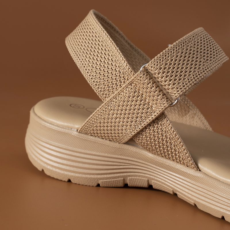 Sandali fatti a mano con suola spessa Pantofole Chaozhou per donna zeppa estiva resistente all'usura versatile abbigliamento outdoor Scarpe da spiaggia casual in velcro_voghion.com