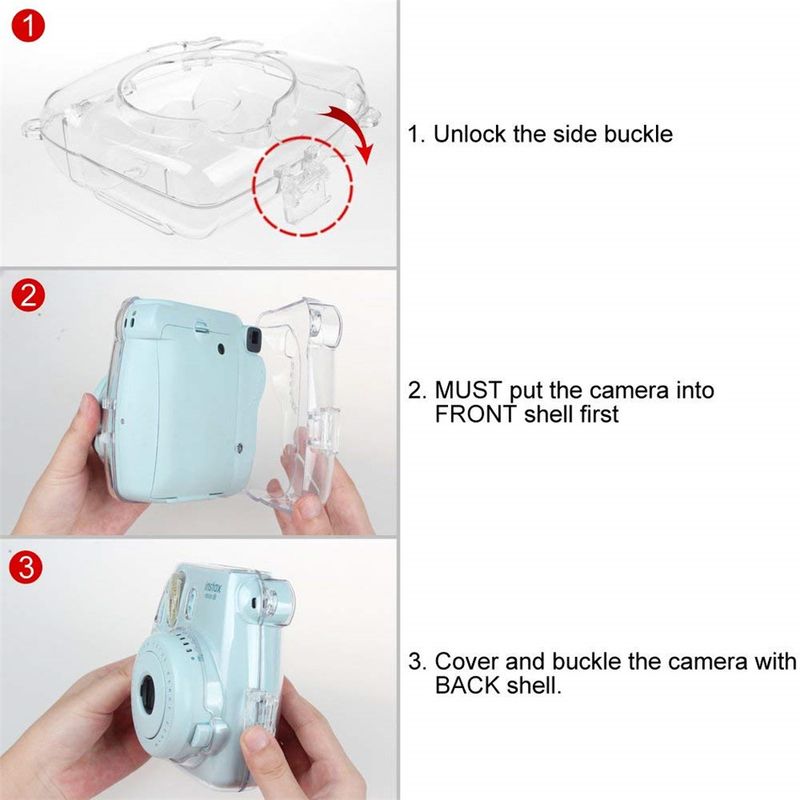 Fujifilm Instax Mini 9/8/8+ Çanta İçin Askılı 9 Kılıflı Şeffaf Plastik Kapaklı Anında Kamera Koruma Çantası_voghion.com