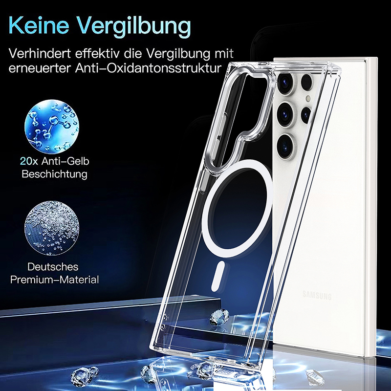 Funda magnética de carga inalámbrica transparente de lujo para Samsung Galaxy S23, S24, S25 Plus, S23Ultra, S24Ultra, S25Ultra, S24FE y S25Edge._voghion.com