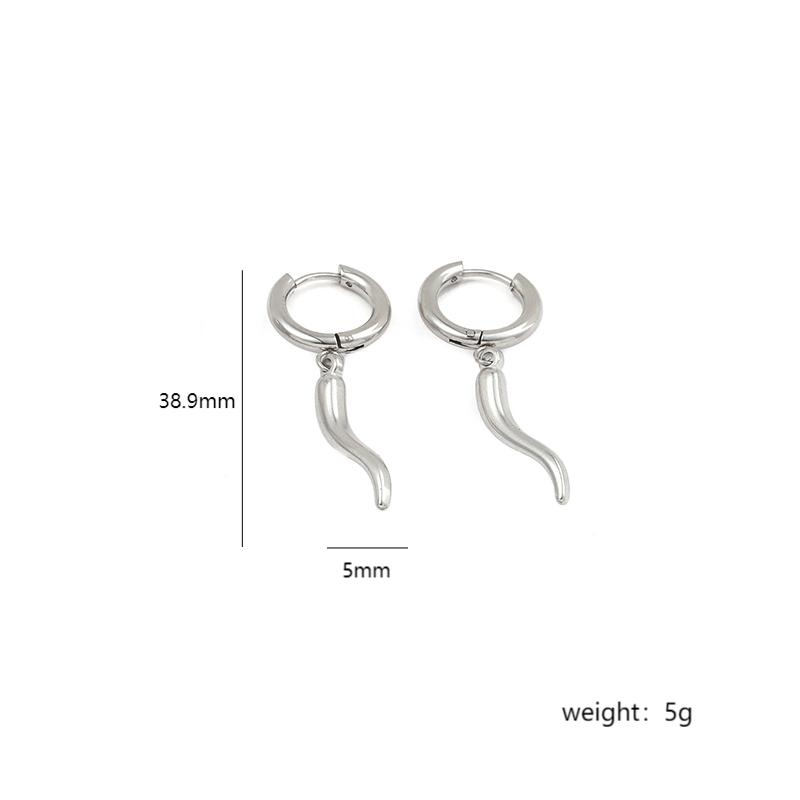 Cercei cu pandantiv chili din oțel inoxidabil, cu design personalizat, pentru femei, cu un aspect elegant, temperament personalizat și accesorii versatile pentru urechi._voghion.com
