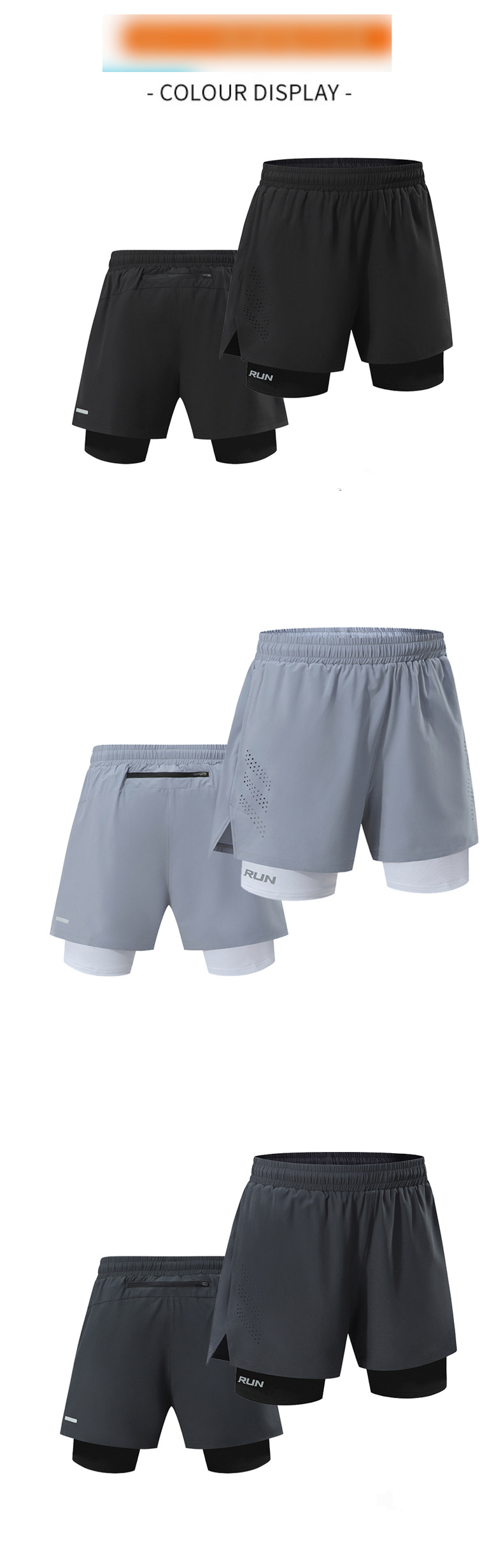 Pantalones cortos deportivos para exteriores Cross Border para hombre, de doble capa, de dos piezas, de secado rápido, antiexposición, para correr, profesionales, para fitness, tres cuartos._voghion.com