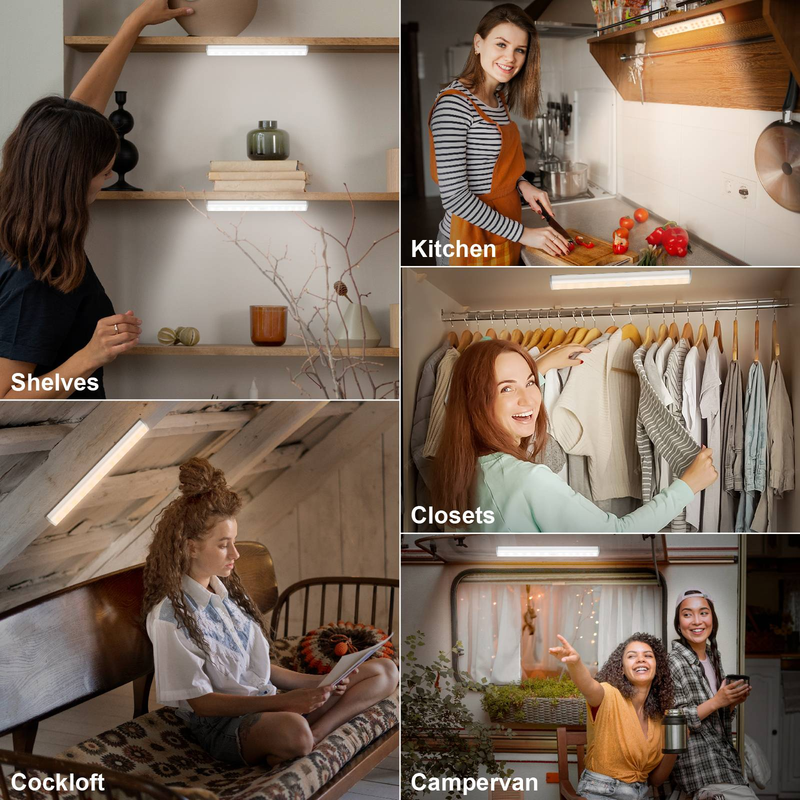 9,88 Zoll Schranklicht mit Bewegungsmelder, 24 LEDs, 3 Farben (Warm/Natur/Weiß), kabelloses, wiederaufladbares Unterschranklicht (1er-Set)_voghion.com