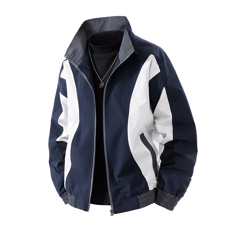 Men's Clothing Stand Collar Unisex Water-Resistant Work Jacket With Stand Collar - Trendy & Versatile Spring/Fashion Outerwear (Khaki, Navy)_voghion.com