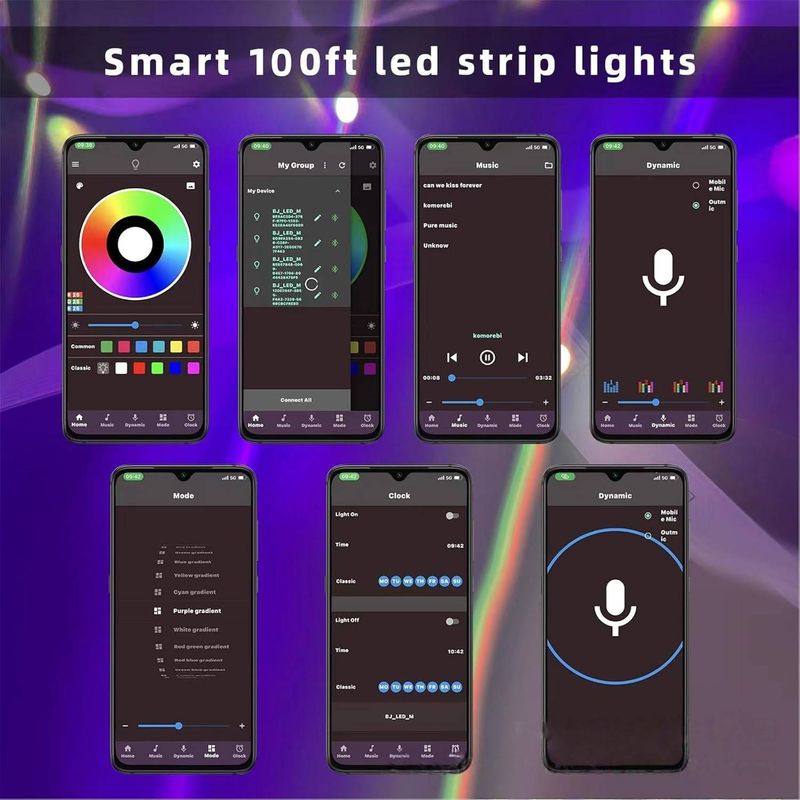 Bande lumineuse LED RVB Bluetooth 24 V avec télécommande infrarouge 44 touches et contrôle par application, puce 3535, 16 LED/mètre, IRC 90, durée de vie de 50 000 heures_voghion.com