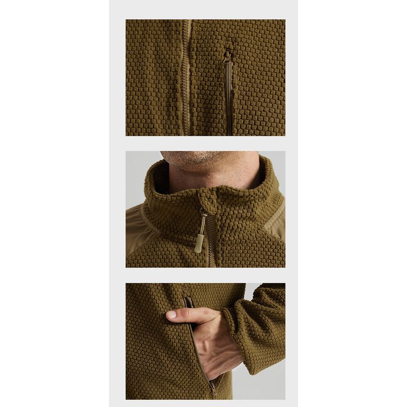 Football Grid Outdoor Sports Stand Collar Fleece Tactical Warm Coat Men's Softshell Jacket Inner Liner Camping Use_voghion.com