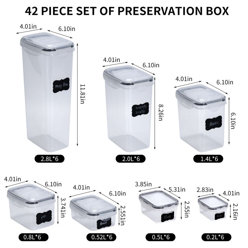 42kpl/setti PP muovisuljettu purkki 42-osainen sarja viljanuudelitikku avoin kansi riisin säilytyspurkki_voghion.com