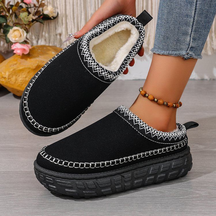 Women's Shoes Large Size Thick Soled Slippers For Women Autumn And Winter New Style Plush And Thickened Warm Slip On Cotton Slippers For Women_voghion.com