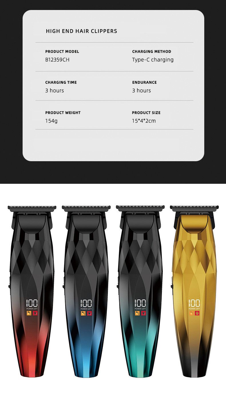 Professional Hair Clipper For Men - Cordless Rechargeable Hair Trimmer With Digital Display, Precision T-Blade For Fade, Taper & Edge Up_voghion.com