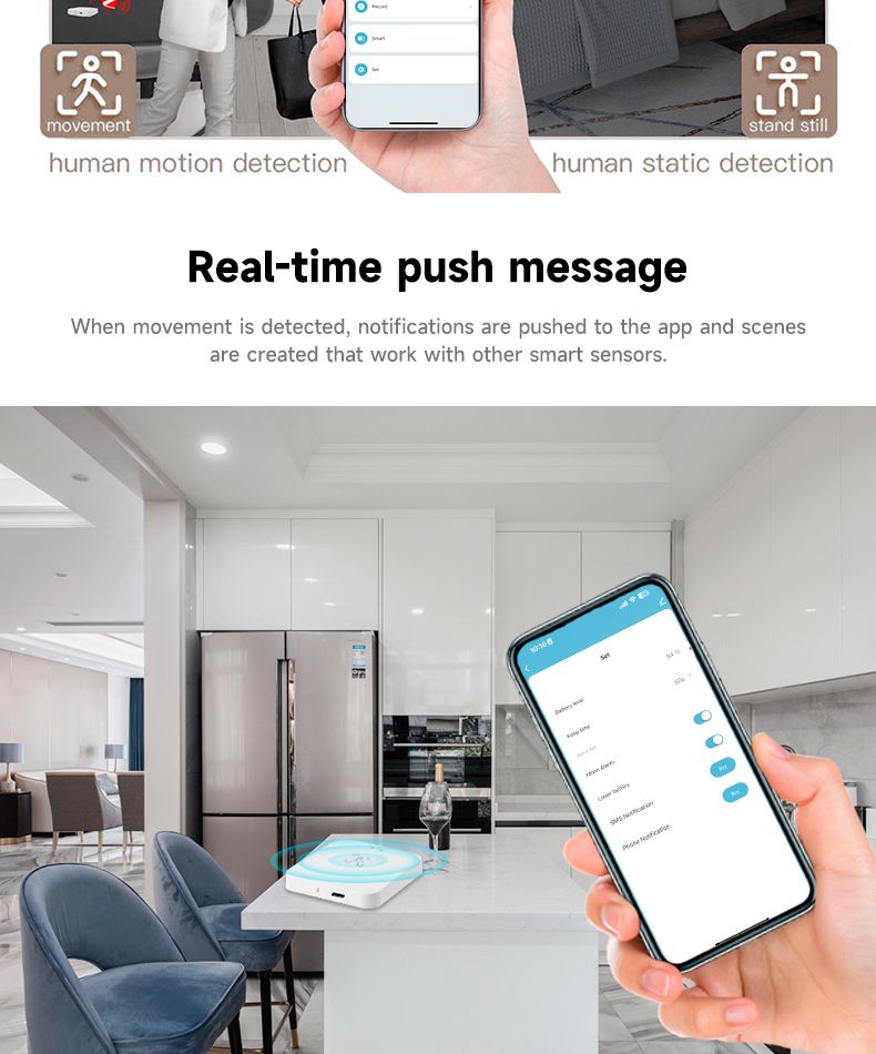 Sensore di presenza umana Tuya Zigbee WiFi 24G MmWave Rilevatore radar Controllo APP per protezione di sicurezza della casa intelligente_voghion.com