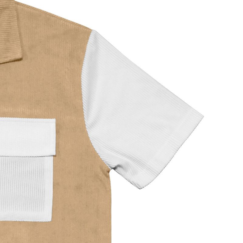 2024 Sommer Neue Herren Farbblock Ärmel Atmungsaktiv Freizeit Strand Hemd Kurze Taste Strickjacke_voghion.com