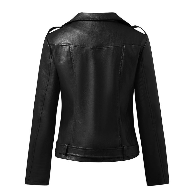 Veste courte en cuir PU pour femme, grande taille, coupe slim, nouvelle collection printemps-automne 2022_voghion.com
