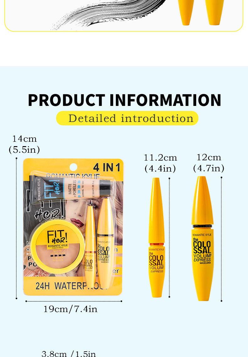 Make-up-Sets Neues 4-in-1-Konturpuder-Concealer-Flüssiggrundierung Mascara-Eyeliner-Set Vier-in-Eins-Make-up-Set_voghion.com