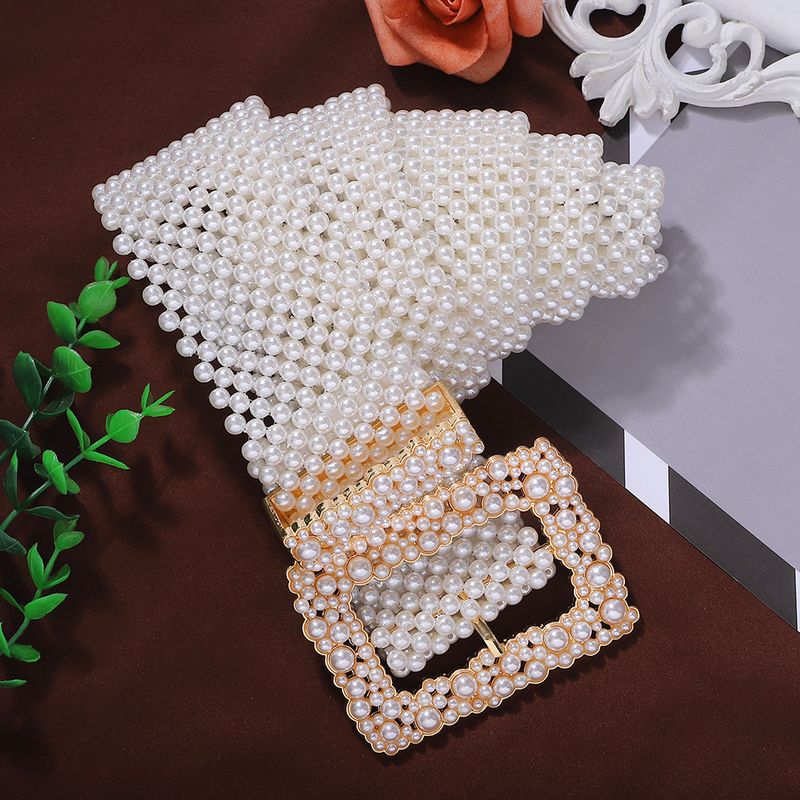 Ceinture de perles pour femmes, large sceau d'attente, mode pull jupe décorative Simple, chaîne de perles, bijoux pour filles_voghion.com