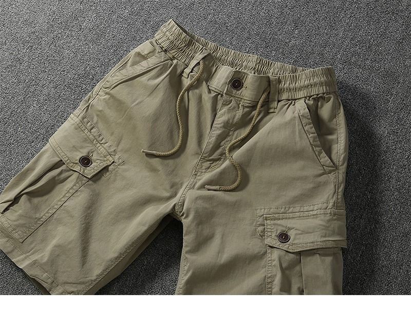 Herrenbekleidung Outdoor-Arbeitsshorts Sommer-Casual-Cargo-Shorts mit mehreren Taschen Bequemer Baumwollstoff Gerade Passform für den täglichen Gebrauch_voghion.com