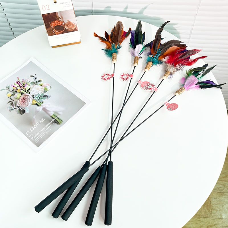 New Wooden Wand With Feather, Extended Teaser Rod, Cat Scratching And Chewing Toy_voghion.com