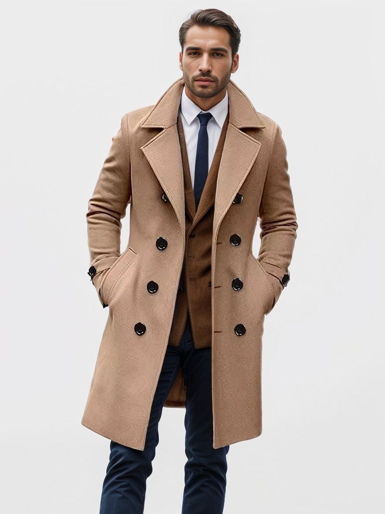 Men's Clothing Autumn And Winter High Quality Thickened Medium And Long Double Breasted Woolen Slim Fit Coat_voghion.com