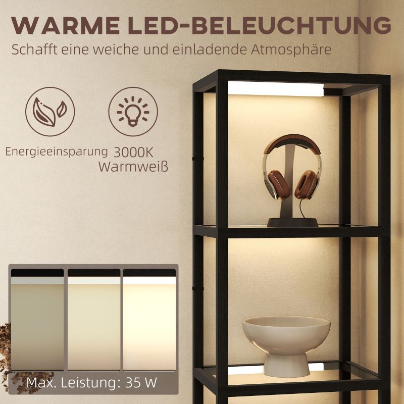 Lámpara LED con 4 luces Regal, 4 cristales, Fußschalter, MDF, Negro_voghion.com