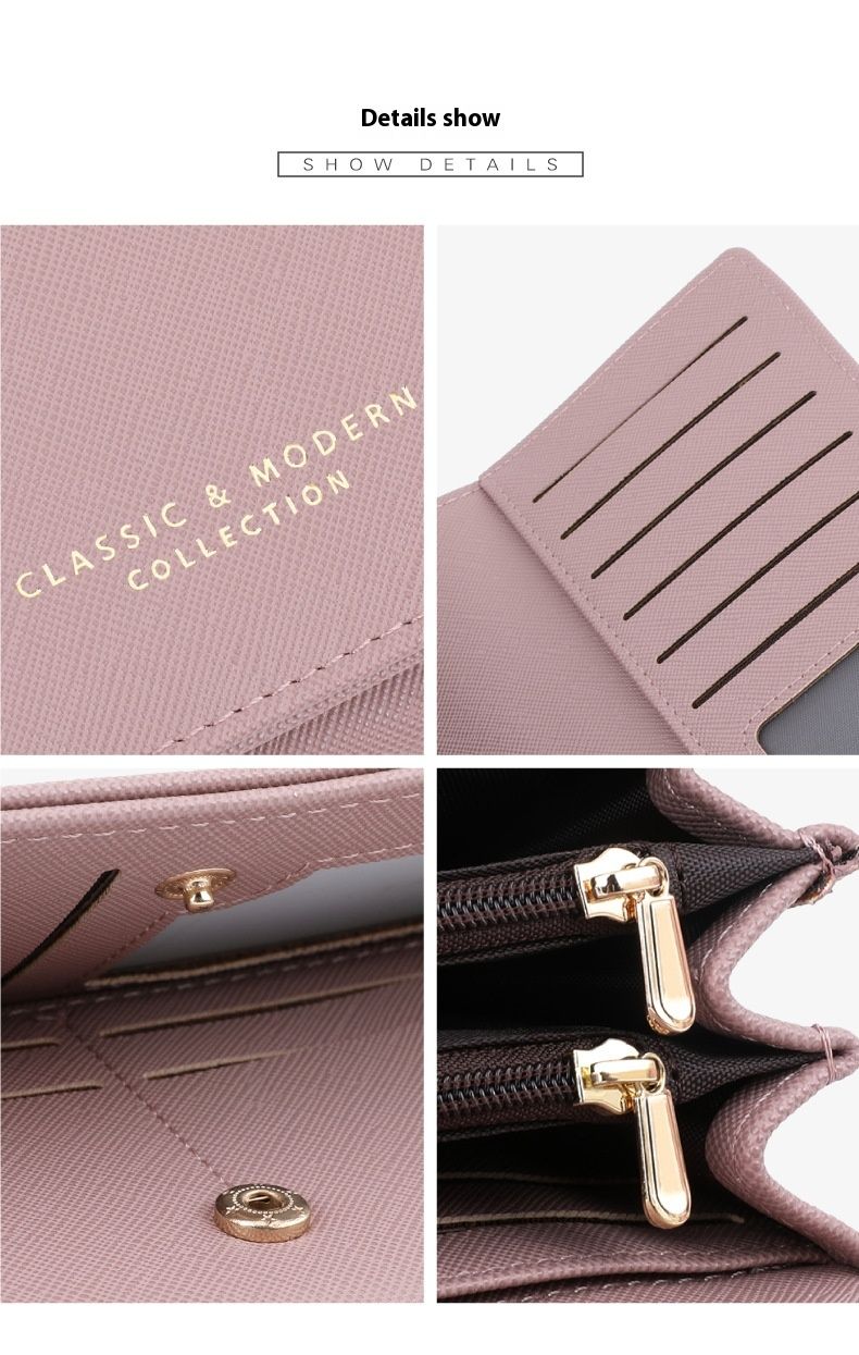 Porta carte di credito da donna di grande capacità di Talian Borsa portatile da donna con motivo a croce alla moda e versatile_voghion.com
