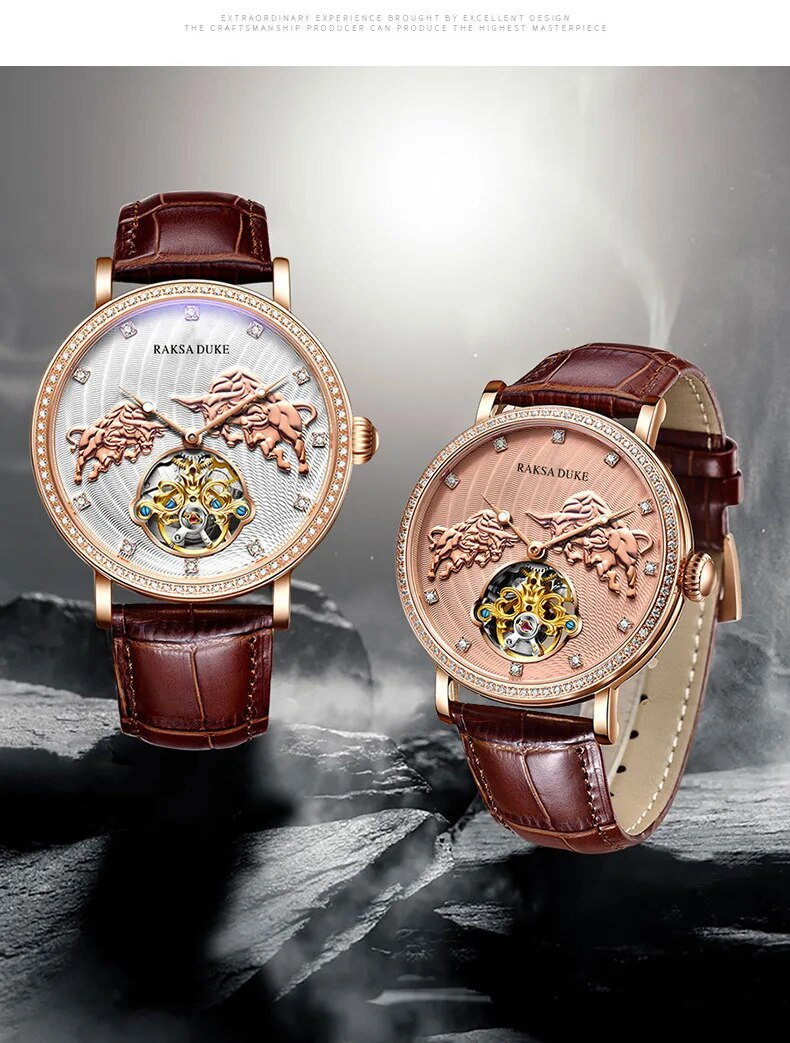 3D Cow Pattern es For Men Luxury Classic Automatic Mechanical Clock Tourbillon Sport Waterproof Wrist_voghion.com