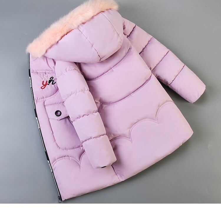 Winter Girls' Cotton Padded Jacket Korean Style For Middle And Large Children's Children's Medium And Long Style Thick Warm Down Cotton Jacket_voghion.com