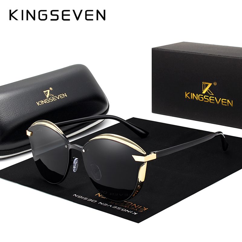 KINGSEVEN Cat Eye Sunglasses polarized Alloy Frame+TR90 Sun Glasses Women Fashion Retro Oculos De Sol Gafas UV400_voghion.com