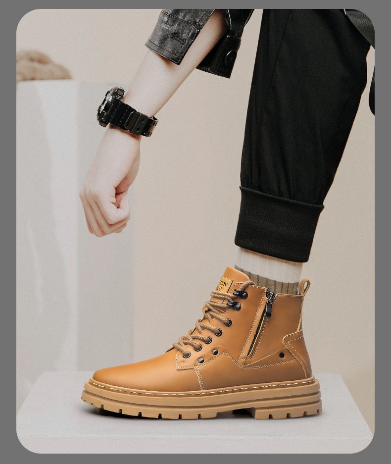 Stivali Martin alti con lavorazione a vento, interno invisibile, suola spessa, stivali da uomo_voghion.com