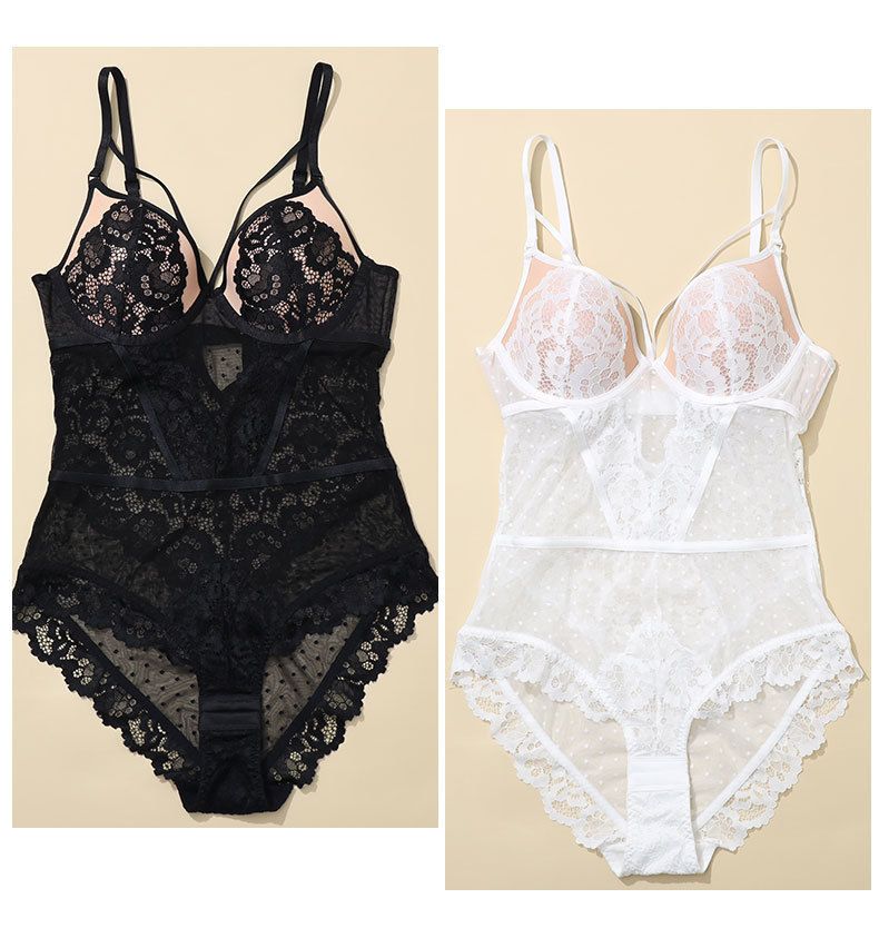 Γυναικεία ρούχα Γαλλικού στυλ μονοκόμματη σέξι λεπτή βαμβακερή δαντέλα μονοκόμματο κορσέ πανέμορφη πλάτης push-up μικροσχηματίζοντας μονοκόμματο_voghion.com