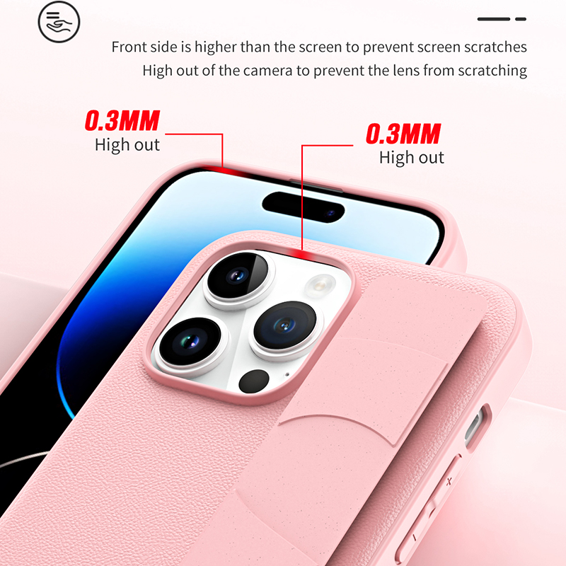 Luxury Fashion Leather Phone Case For iPhone 15 14 13 Pro Max 14Plus 15Plus Wrist Strap Bracket Shockproof Back Cover_voghion.com