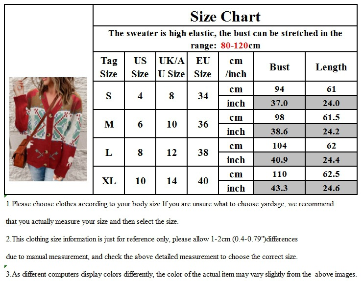 Women's clothing autumn and winter button knitted cardigan Christmas sweater jacket_voghion.com
