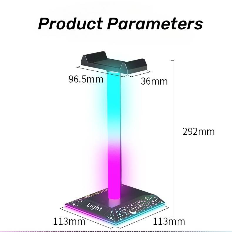 Kopfhörerständer, Gaming-Headset-Halter, Gaming-Zubehör für den Schreibtisch, cooler LED-Headset-Ständer für Gamer, Schwarz_voghion.com