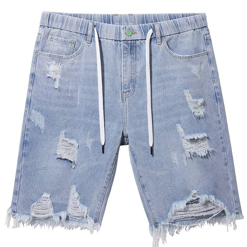 Men's Clothing Plus Size Summer Elastic Waist Denim Shorts Loose High Elastic Comfortable Mid Rise Denim Shorts_voghion.com