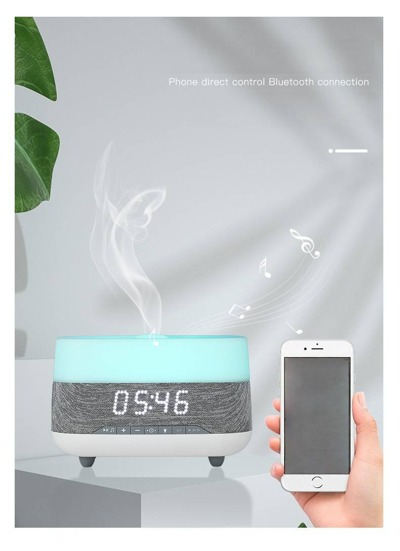 Multifunktionaler Bluetooth-Lautsprecher mit Ultraschall-Luftbefeuchter, Aromatherapie-Diffusor und bunten LED-Leuchten für Zuhause, Büro, Schreibtisch – Leiser Betrieb_voghion.com