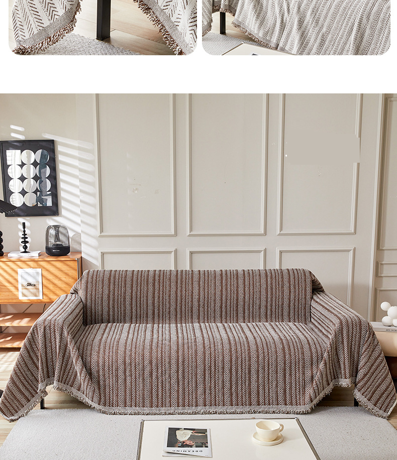 Premium Chenille Herringbone Sofa Cover - Universal Fit, Anti-Scratch, Stylish Protection For Couches And Sectionals (Multiple Sizes & Colors)_voghion.com
