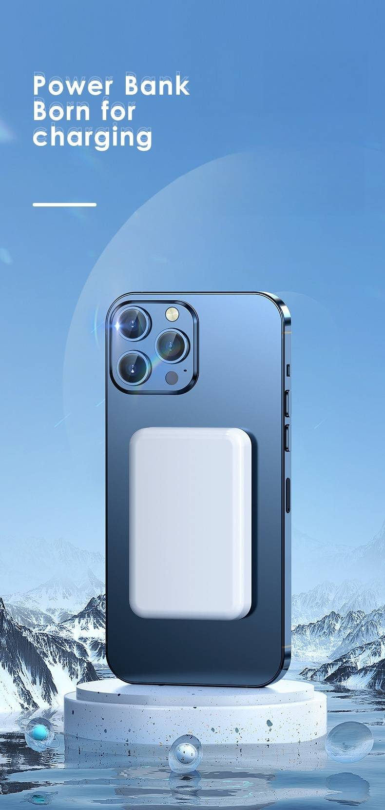 Ultra-Thin Magnetic Wireless Power Bank 10000mAh Portable Charger With Fast Charging 22.5W, Compact & Lightweight, Compatible With IPhone & Android_voghion.com