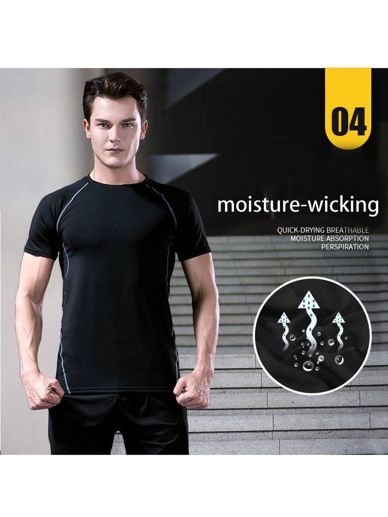 Fitness Suit, Men's Set, Sports Quick Drying Tight Fitting Suit, Training Suit, Seasonal Running, Basketball, Gym Fitness Suit_voghion.com