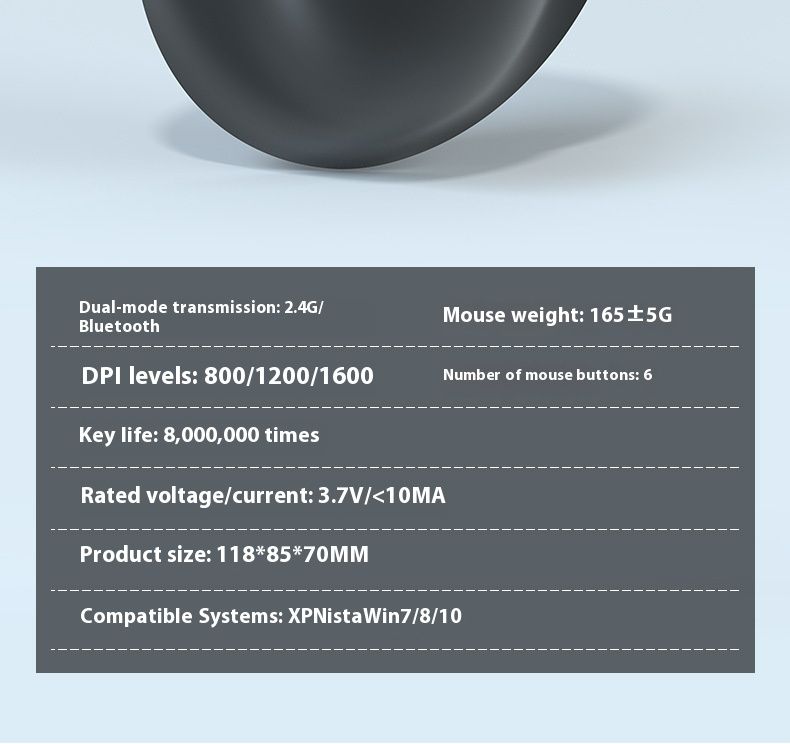 Mouse wireless ergonomico - Bluetooth e doppia modalità 2.4G, 1600 DPI, 6 pulsanti, scorrimento in 4 direzioni, ricaricabile tramite USB (nero/grigio/verde/blu/rosso)_voghion.com