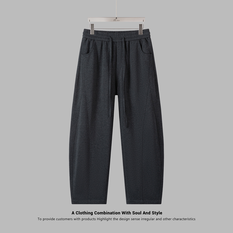 Pantalon de jogging décontracté en tricot pour homme avec cordon de serrage à la taille, coupe ample et poignets élastiques, pantalon d'automne confortable aux couleurs unies_voghion.com