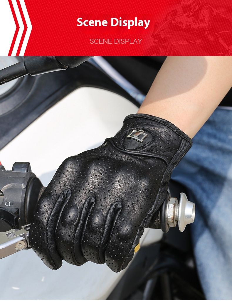 Motorcycle Gloves – Premium Lambskin & Cowhide (Windproof/Touchscreen/Breathable, All-Season Riding, M/L/XL, Black/Yellow)_voghion.com