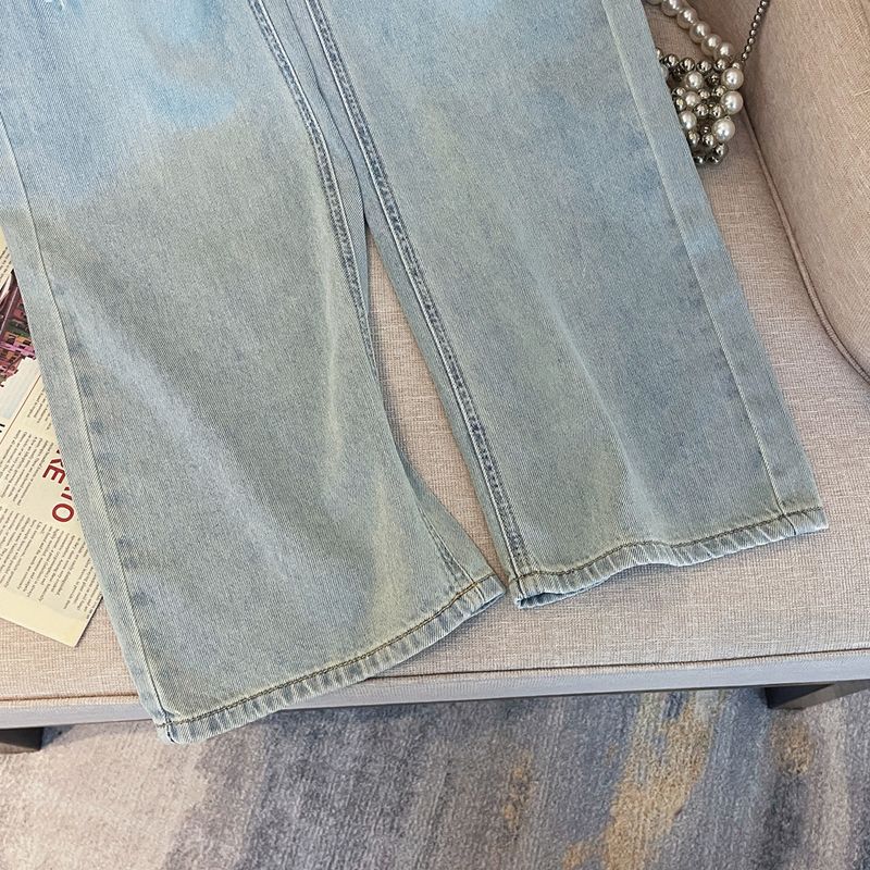 Vêtements pour femmes Véritable photo d'été, design fin, taille haute, pantalon en denim ample et slim, pantalon à jambes larges_voghion.com