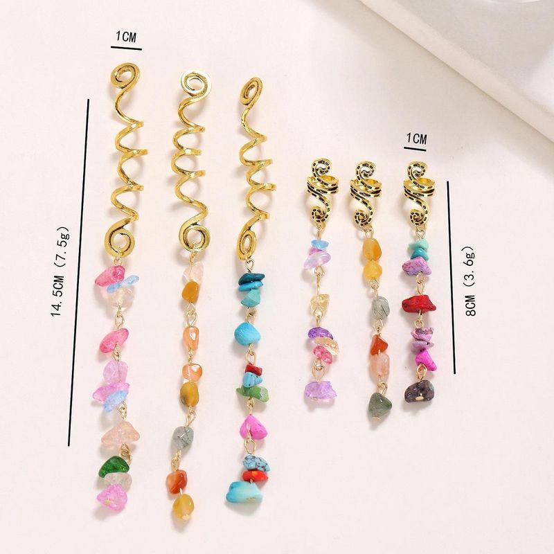 Irish Ethnic Style Braided Hair Accessories With Wrapped Colorful Dreadlocks And Natural Colored Stones_voghion.com