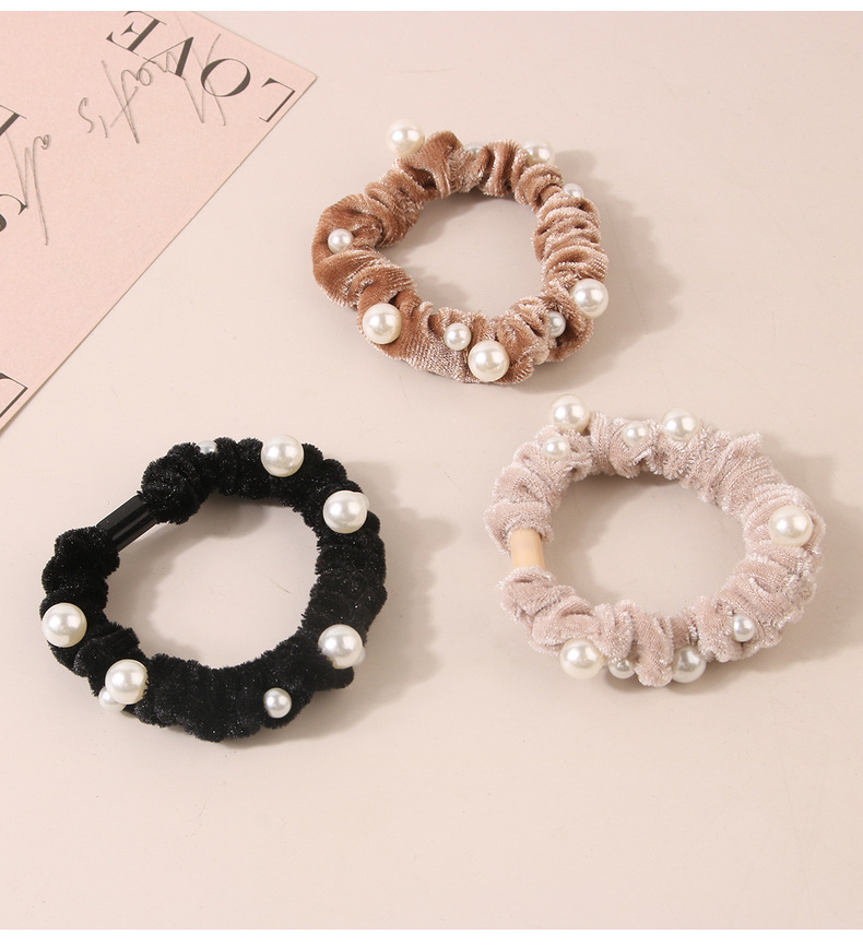 Anello per capelli in velluto con perle testa anello per capelli intestino tenue anello per capelli coda di cavallo femminile corda per capelli accessori per capelli versione del piccolo stile di fragranza_voghion.com