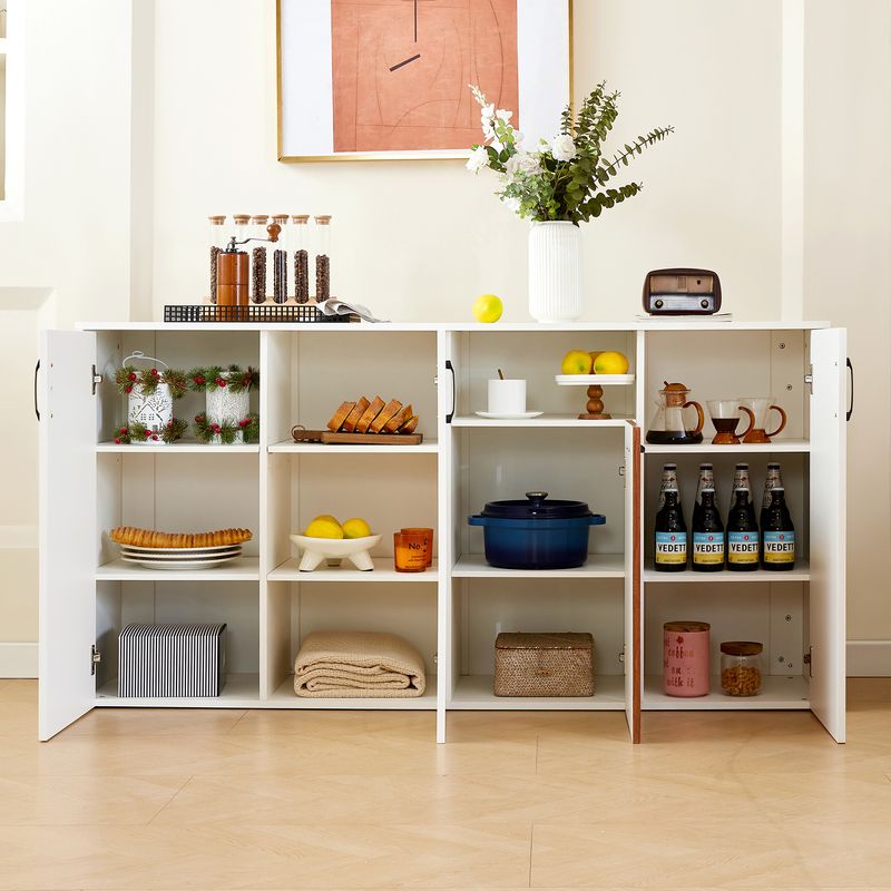 Credenza Weiß 160x80cm Freistehender Holzschrank Für Wohnzimmer_voghion.com