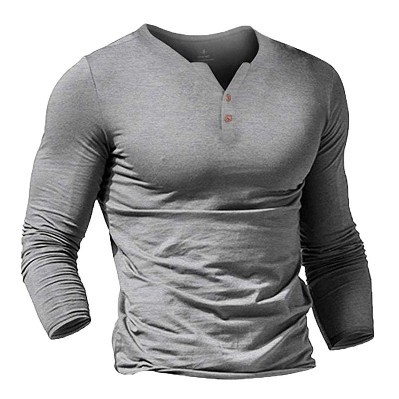 Herren-T-Shirt mit schmaler Passform und V-Ausschnitt, langärmlig – atmungsaktives Polyester, bequemer Stretch, vielseitiges Oberteil in Volltonfarbe für Freizeit und Arbeit_voghion.com