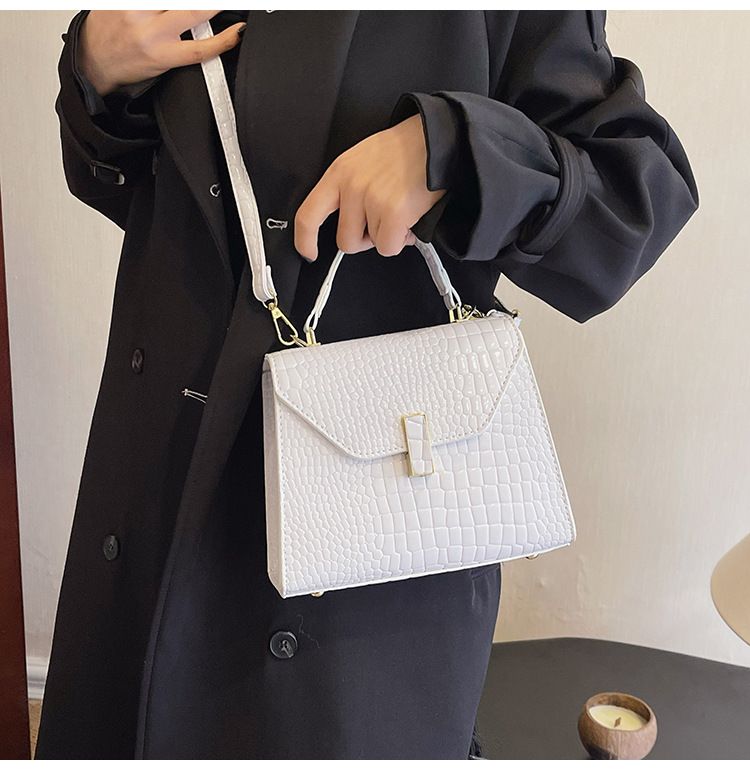 Sac à main en cuir laqué de grande capacité pour femmes, motif de pierre, épaule unique diagonale, vent croisé, nouvelle collection automne/hiver 2023_voghion.com