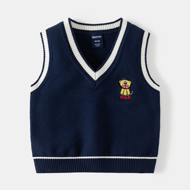 Kinderkleidung Jungenpullover Weste Baby V-Ausschnitt ärmelloser Pullover_voghion.com