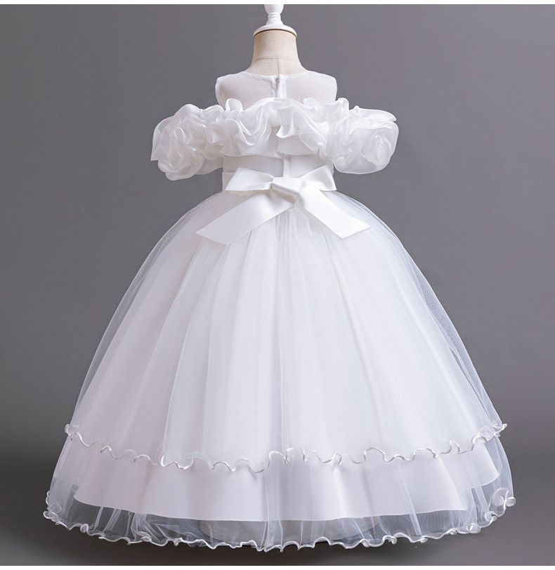 Robe longue de soirée élégante pour filles de 4 à 13 ans, demoiselle d'honneur de mariage, en maille brodée, bal de remise de diplôme, nouvelle collection_voghion.com